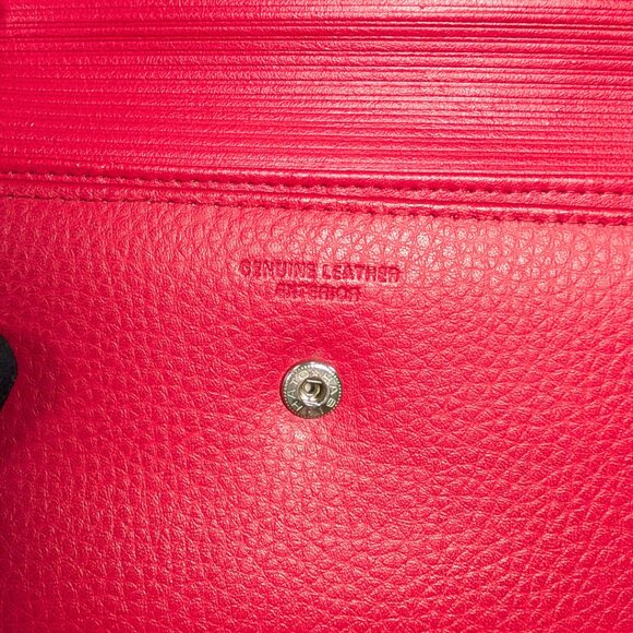 Buxton Red Pebbled Leather Whipstitch Long Zippy Continental Checkbook Wallet - Picture 10 of 10